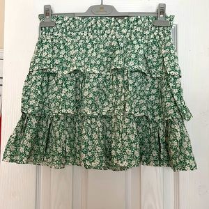💚Green floral skirt